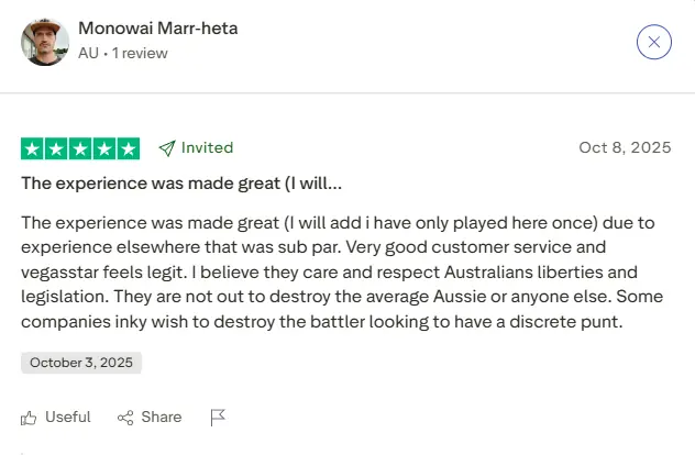 Vegastars Casino Trustpilot review - screenshot 3