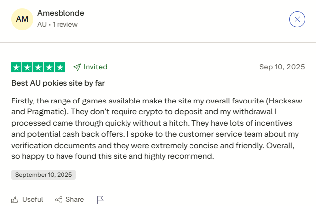 Vegastars Casino Trustpilot review - screenshot 5