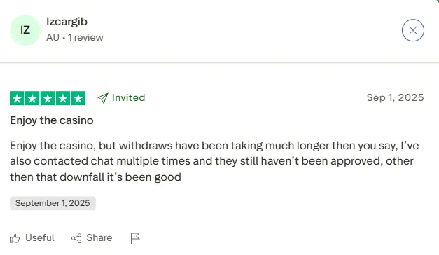 Vegastars Casino Trustpilot review - screenshot 7
