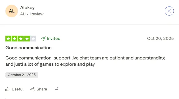 Vegastars Casino Trustpilot review - screenshot 8